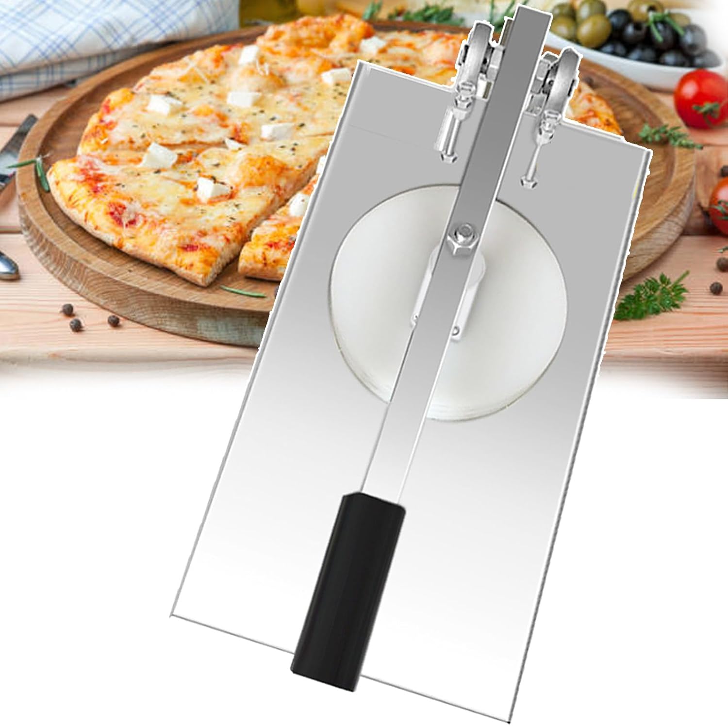 Pasta Press Making Tools for Commercial or Home, Manual Dough Press Machine with Extension Rod, Pizza Pastry Press Cooking Dining Presses for Pizza, Dosa, Dough, Tortilla, Pancake,24CM