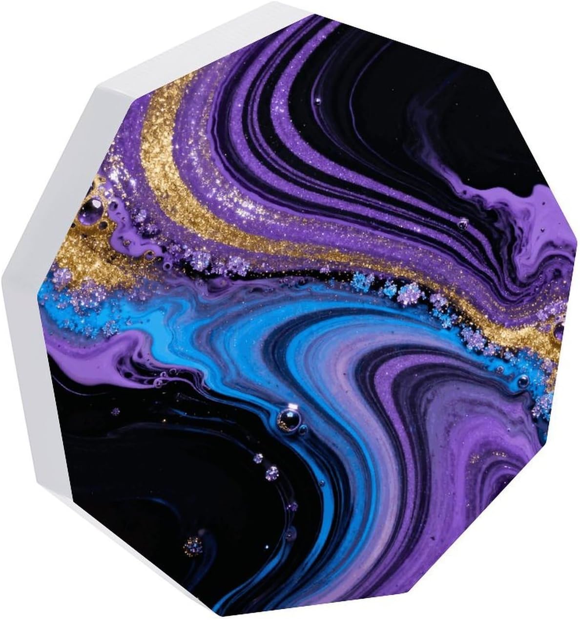 Colorful Fluid Art Acrylic Desktop Ornament Decor Nine Sided Shape