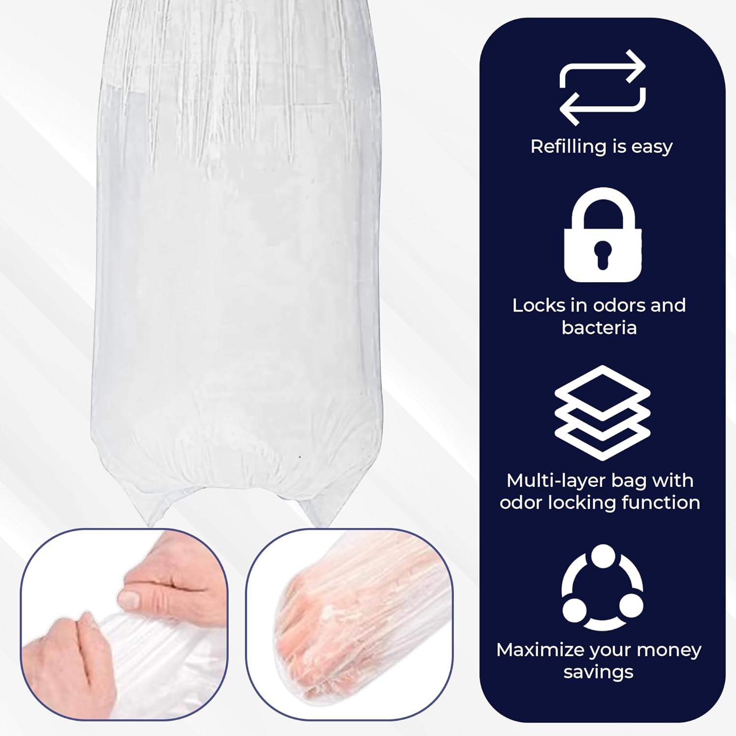 [200M Long] Diaper Pail Refill – Universal for Diaper Disposal Systems | Refill Your Empty Cassette | Fits Diaper Genie, Ubbi & More | Odor-Blocking, Leak-Proof | ELVIDI Brand
