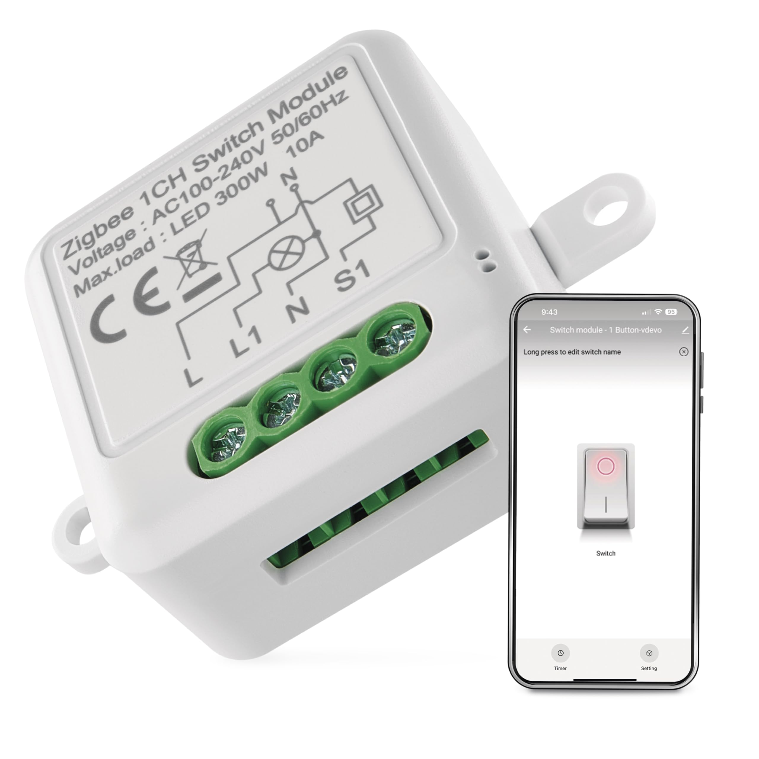 EMOS GoSmart - moduł włącznika światła Smart Home z aplikacją - ZigBee - do pojedynczego przełącznika - podtynkowy przełącznik przekaźnika do zdalnego sterowania, sterowanie głosem - kompatybilny z