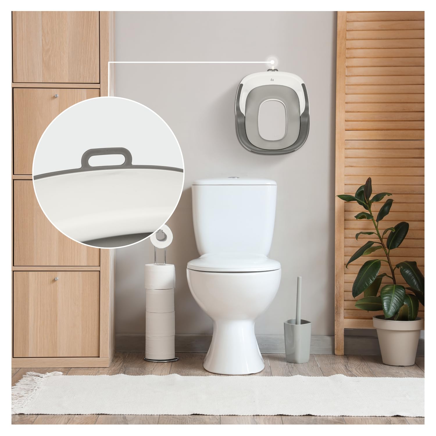 hauck Toilet Baby Seat, Grau - Universeller Toilettensitz für Kinder ab 18 Monaten, Einfache Befestigung an der Toilettenbrille, WC Aufsatz Einfach Abwischbar