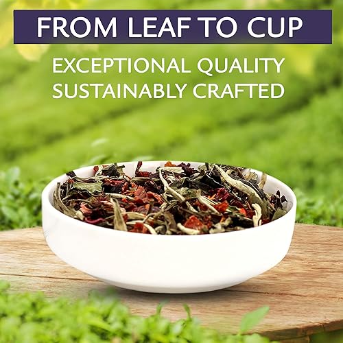 Miniatura 2 de Birdsong Estornino de fresa té blanco orgánico con esencia de fresa, sabroso y refrescante té de peonía blanca baja en cafeína con notas de fresa,