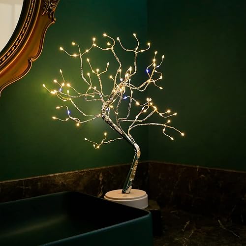 Miniatura 7 de Luces de árbol bonsái de mesa, lámpara LED de árbol artificial para bricolaje, luz nocturna funciona con bateríaUSB para decoración de habitación,