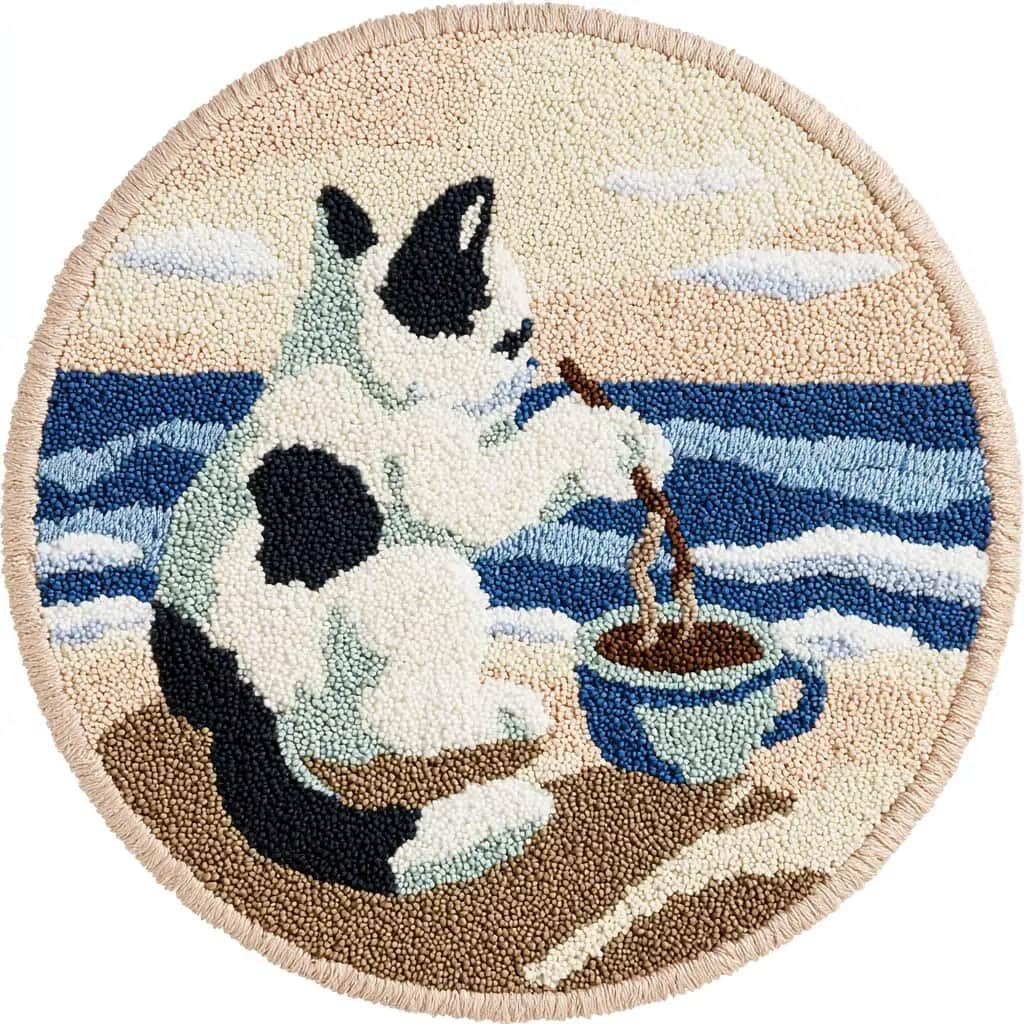 Kitquiver Latch Hook Rug Kit,Cat 50X 50Cm