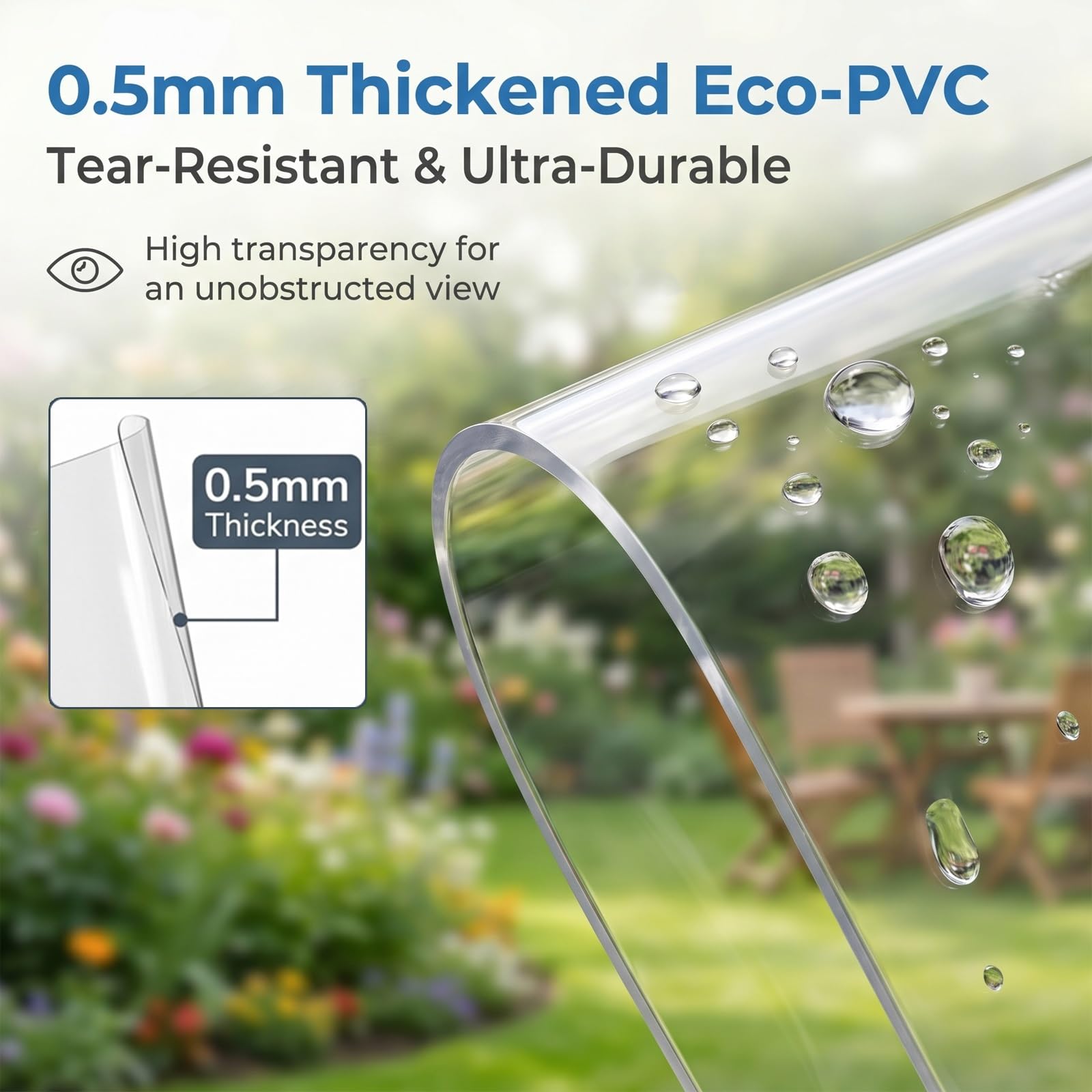 Tapparella trasparente in PVC spesso 0,5 mm, impermeabile e antipioggia