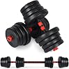 MSPORTS Premium 2-in-1 Dumbbell Set - Dumbbells + Barbells Adjustable 20 30 or 40 kg - Dumbbell Set Dumbbell with Connecting Steel Tube and Weights