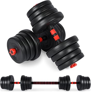 msports premium 2-in-1 dumbbell set - dumbbells + barbells adjustable 20 30 or 40 kg - dumbbell set dumbbell with connecting steel tube and weights