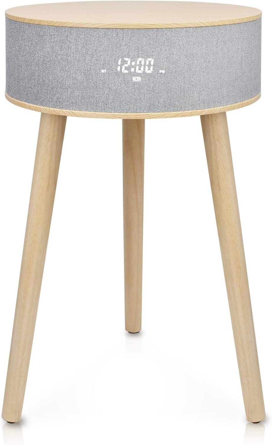 LEMEGADTS4 Wireless Charging Table, Night Stand, Coffee Table, Sofa Table, End Table with Wireless Charging, Bluetooth Speaker, Night Light, for Living Room/Reception Room/Office - White Oak