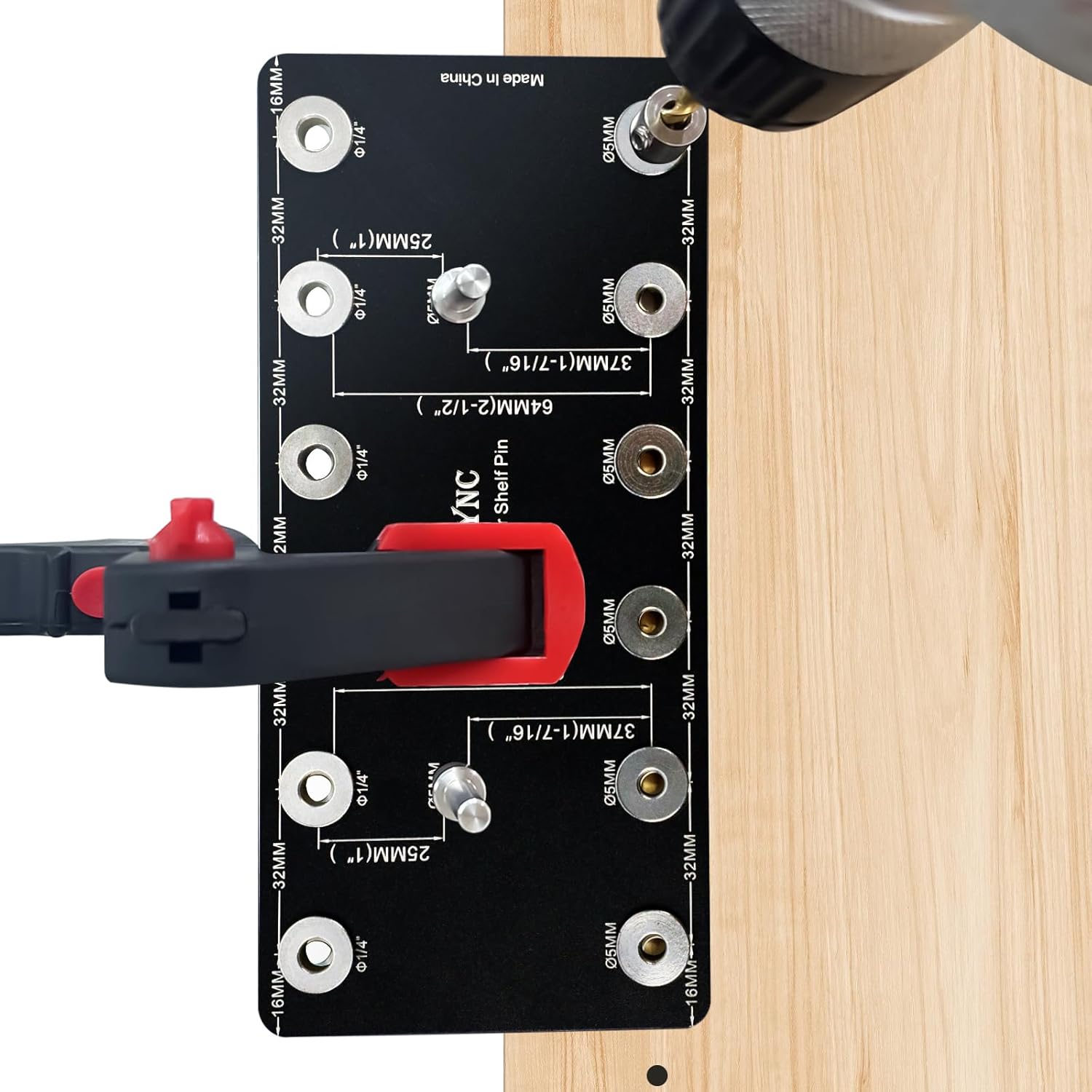 Shelf Pin Jig for 1/4 inch & 5mm, Aluminum Alloy Shelf Pin Drilling Jig Drill Guide for Straight Holes Cabinet Hardware Shelf Pocket Drilling Template Woodworking Tools & Accessories