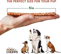 Vista 4 de Pork Chomps Masticables para perros, 5 pulgadas, 50 unidades, sabores variados: cerdo asado, pollo y tocino, golosinas de larga duración