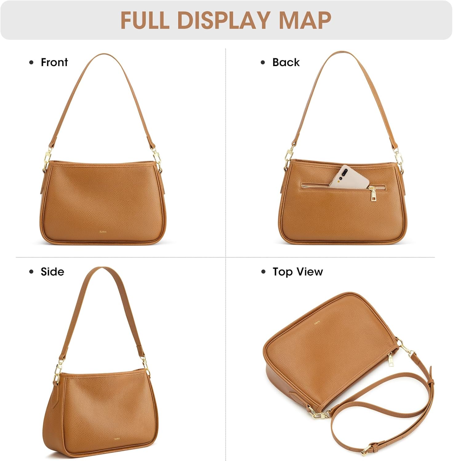 Kattee Shoulder Purse for Women, Medium Leather Crossbody Bag Trendy, Hanbags Purses, Small Hobo Bags with 2 Removable Straps - Image 5