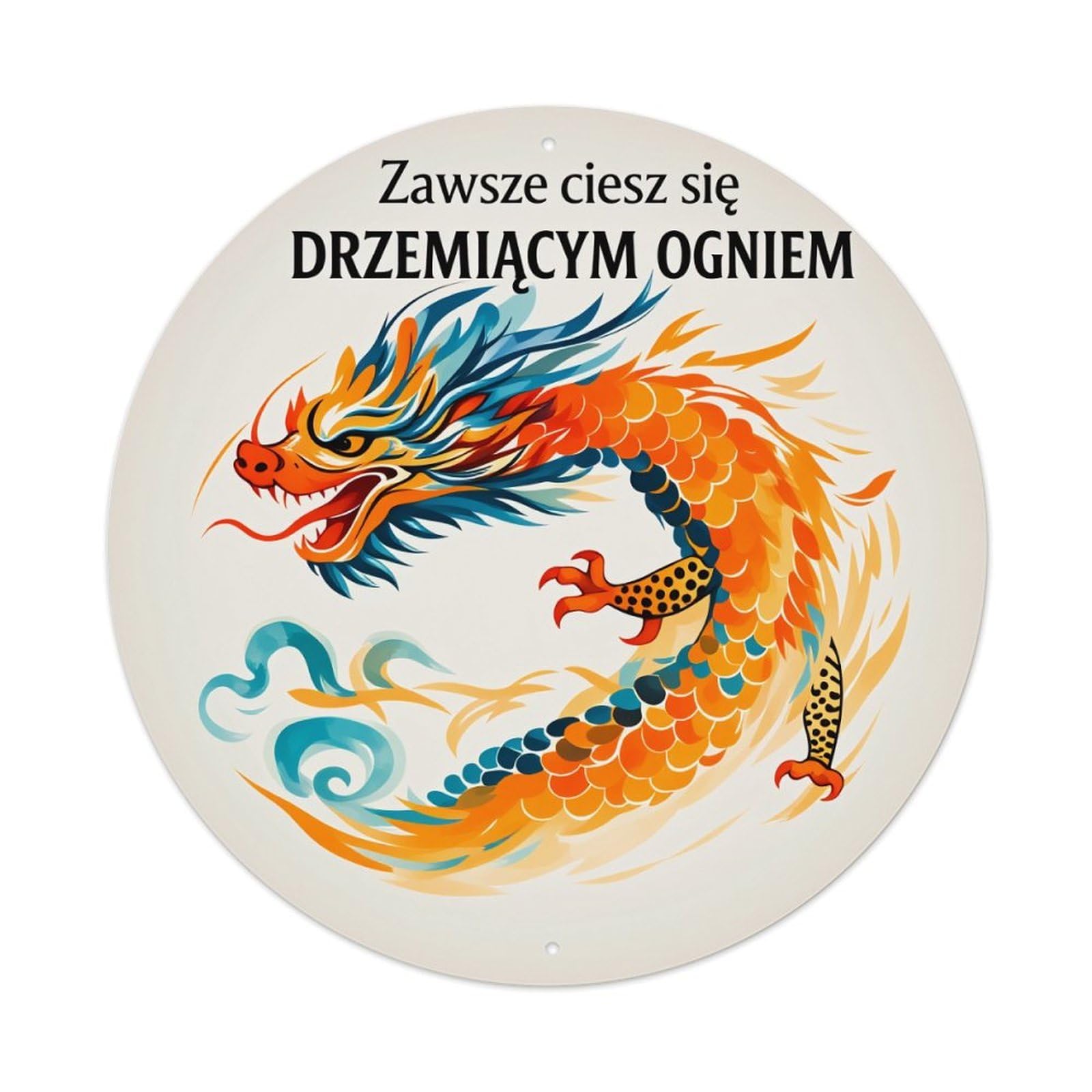 Dragon Fire Flame Colorful Art Round Tin Sign Vintage Style Metal Sign Home Bar Garden Wall Plaque Decor Metal Poster 8x8 Inch