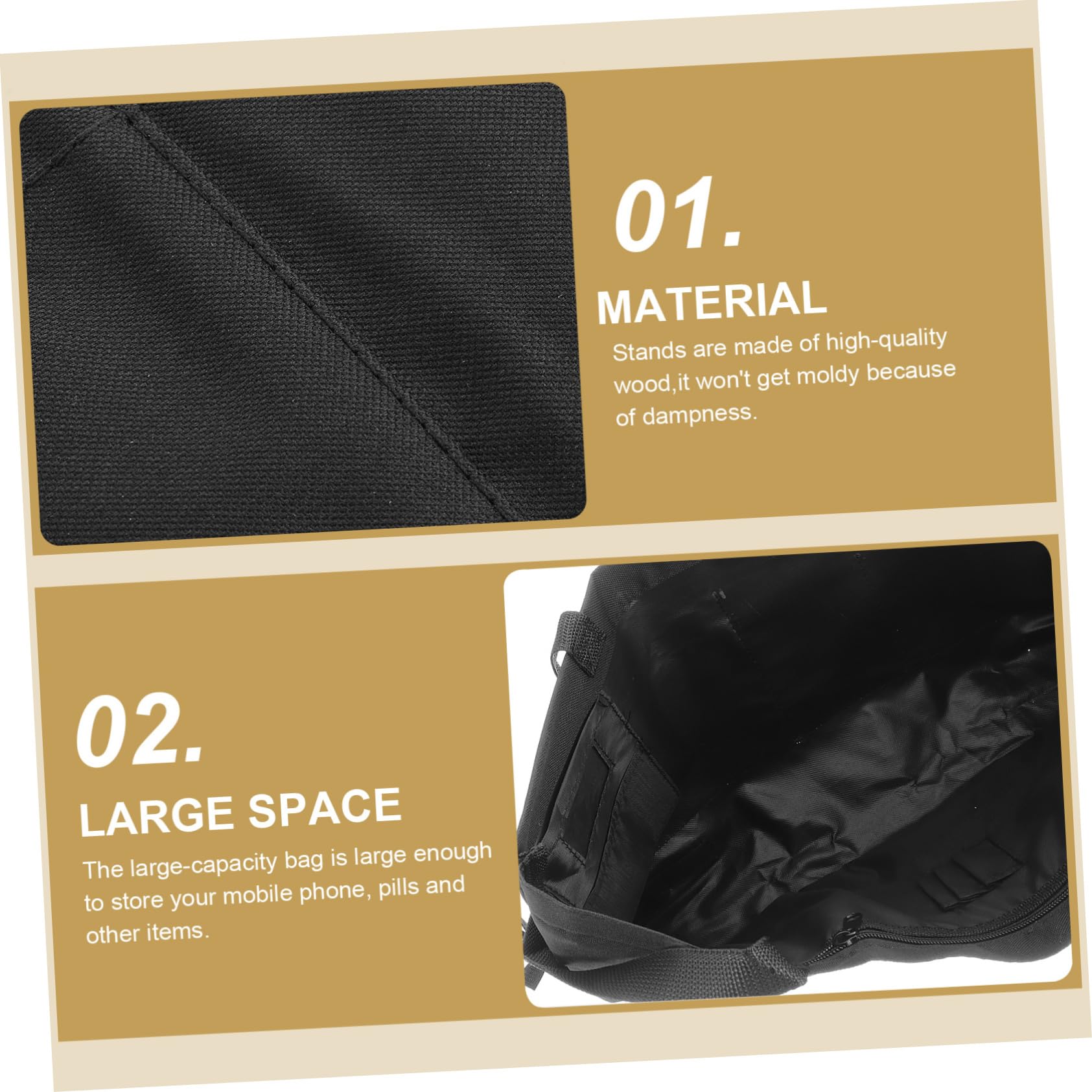 Bolsa Colgante para Andador Negra de Gran Capacidad en Tela Oxford | Ligera y Portátil, Diseño de Almacenamiento para Exteriores y Compras, Ayuda a Llevar Objetos Orden