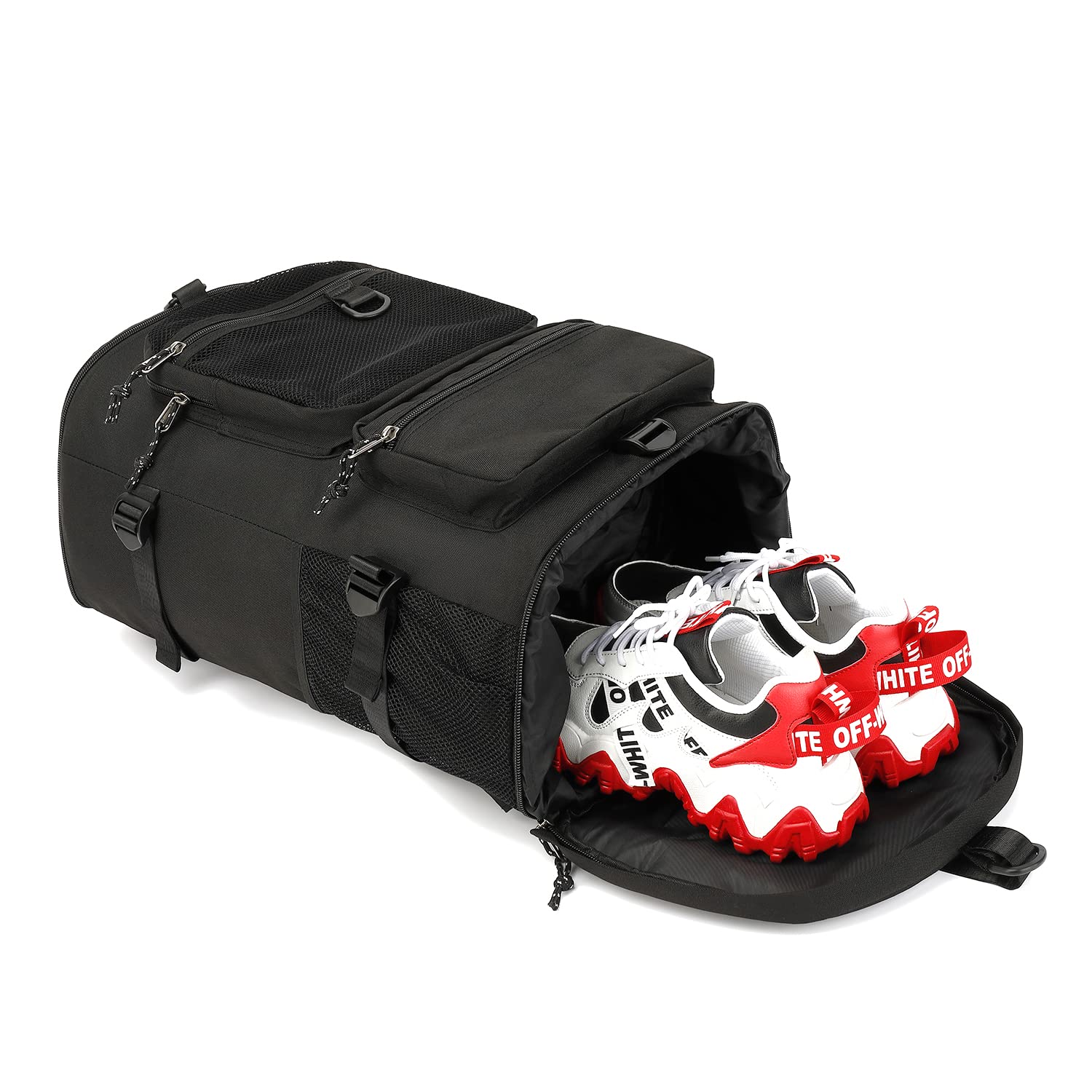 Kalesi Borsone da palestra a 4 vie, impermeabile, con scomparto per scarpe, per viaggi, sport, escursionismo, computer portatile, nero, X-Large, Zaini da viaggio