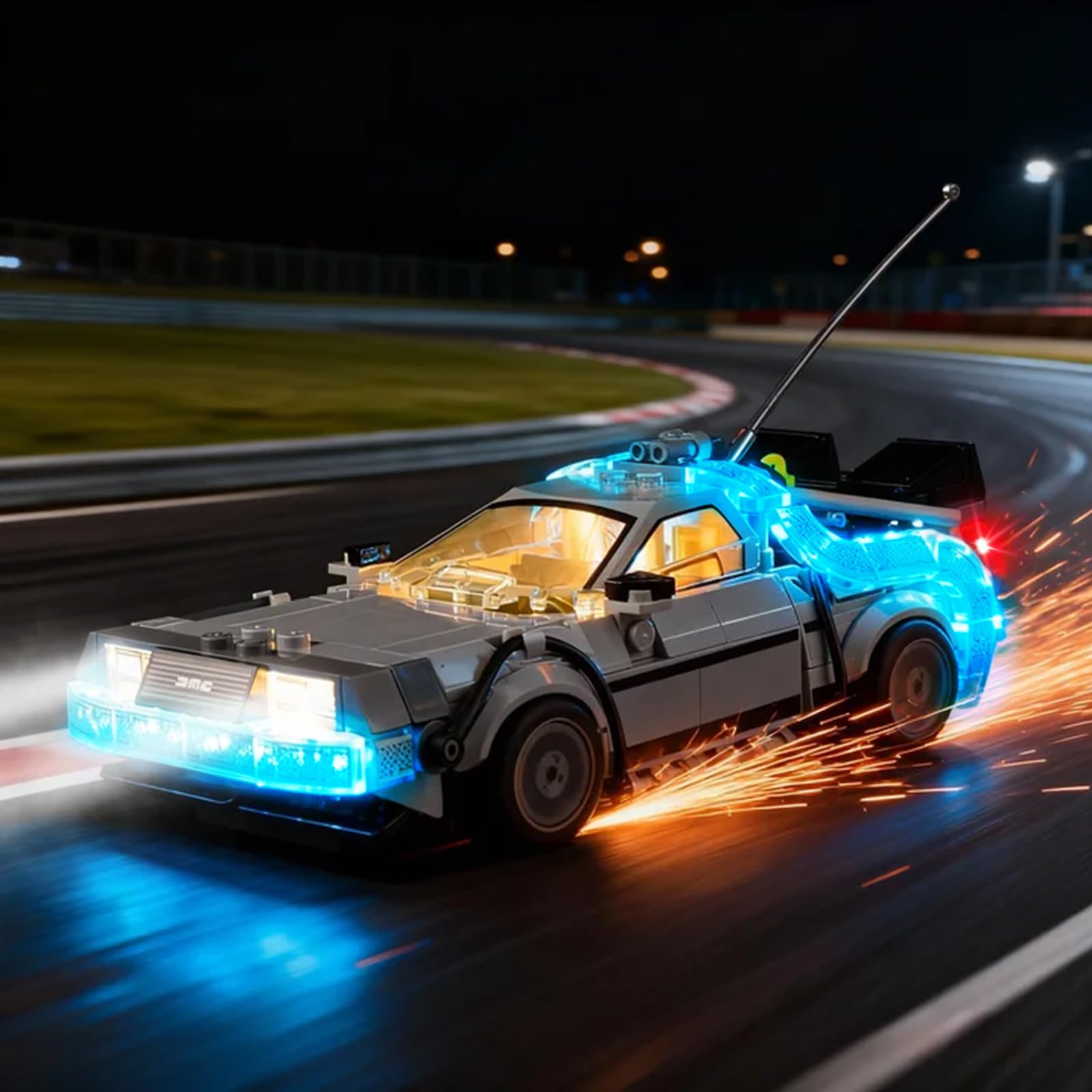 Kyglaring LED Lighting Kit Compatible with Lego Speed Champions Time Machine from Back to The Future 77256 Building Blocks