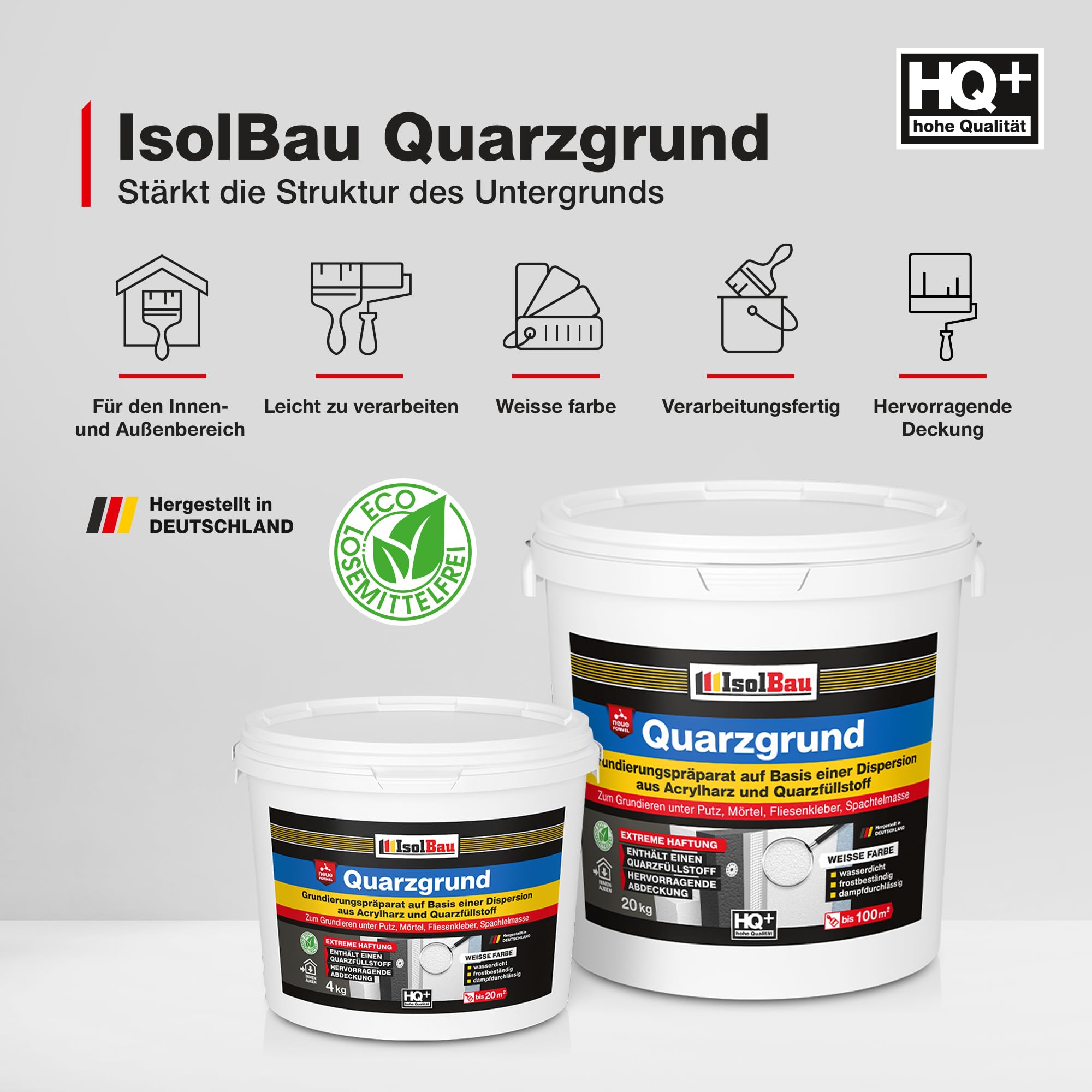 Isolbau Quarzgrund – 15 kg Grundierung für Beton & Holz, Fliesen, Keramik, Fassadenputz - Putzgrund, Fliese auf Fliese, Betongrund, Holzgrund - Wasserdicht, frostbeständig, für innen & außen
