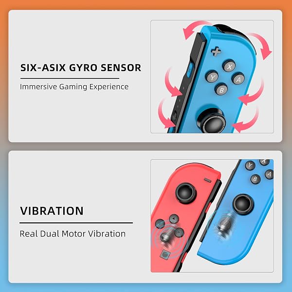 Wireless Switch Controller for Switch/OLED/Lite - Left & Right Joypad Replacement (Red&Blue). - 4