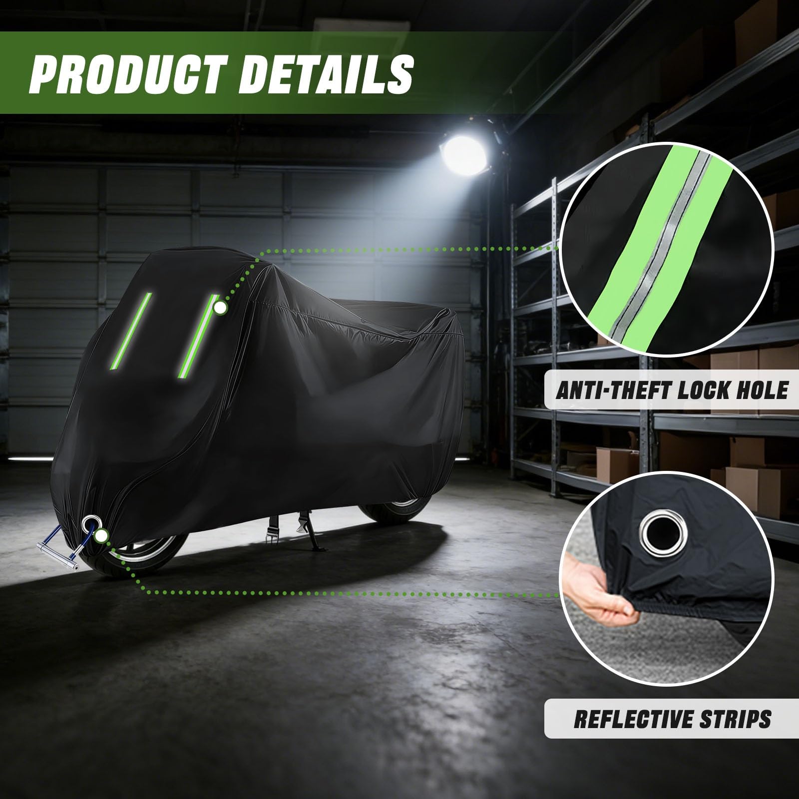 Funda Moto para Royal Enfield Classic 350 2022-2024|Funda Moto Todas Estaciones Lluvia Polvo para Almacenamiento Exterior | Accesorios con Tiras Reflectantes y Agujeros para Candado