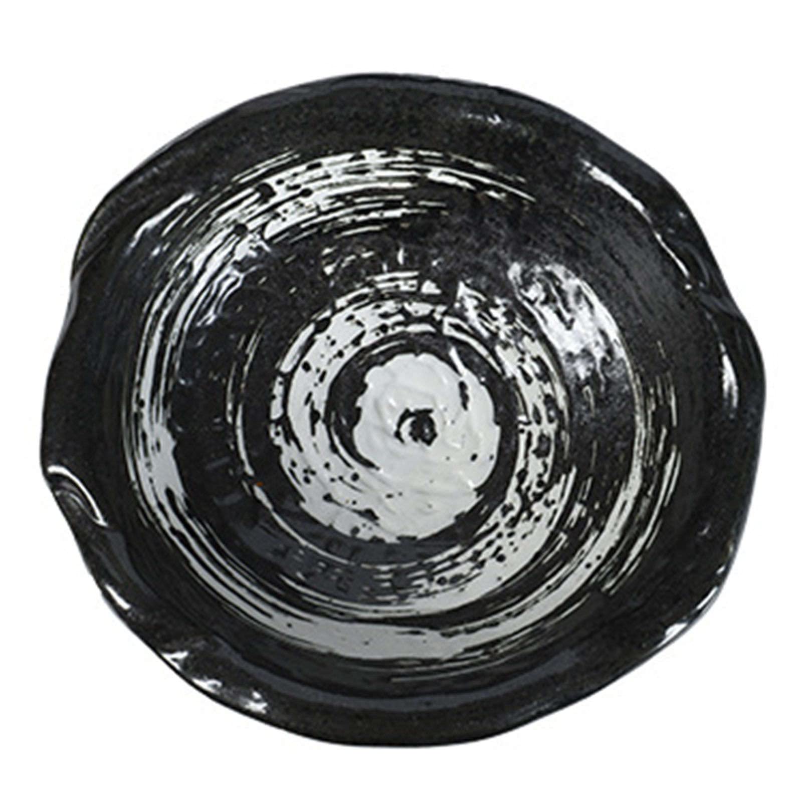 Ensaladeras grandes de cerámica para servir, cuenco para servir ensalada de pasta, colorido, cuenco grande para sopa de gres, apto para microondas, negro y azul, 33.8 fl oz, 35 oz (negro y remolino