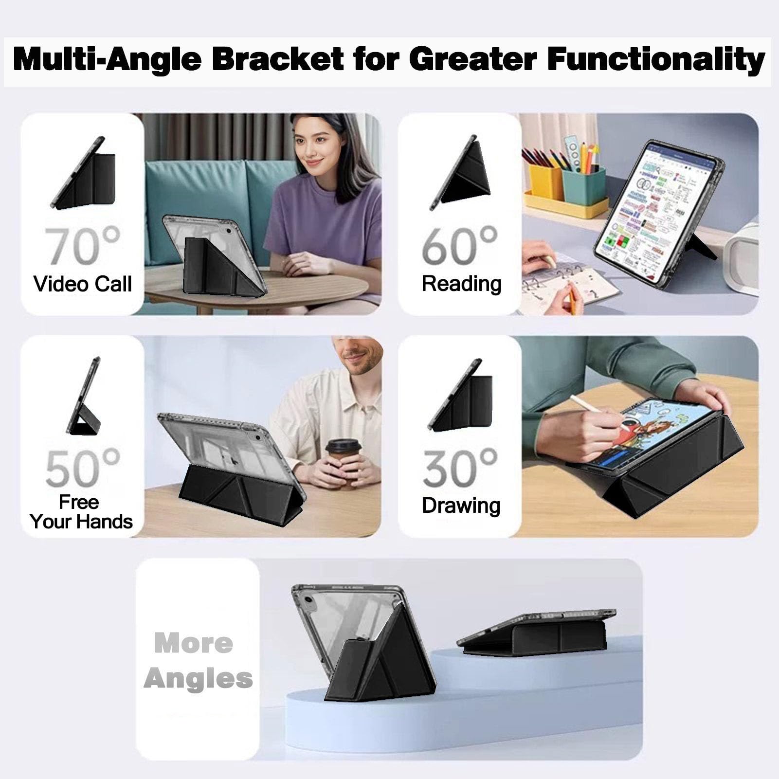 Custodia per iPad Air 13 pollici M4/M3/M2 (2026/2025/2024) con portapenne, 6-in-1 Multipli angolazioni, Retro trasparente, Supporta Pencil Pro/USB-C, 3-Nero Custodia per iPad Air 13 pollici M4/M3/M2 (2026/2025/2024) con portapenne, 6-in-1 Multipli angolazioni, Retro trasparente, Supporta Pencil Pro/USB-C, 3-Nero