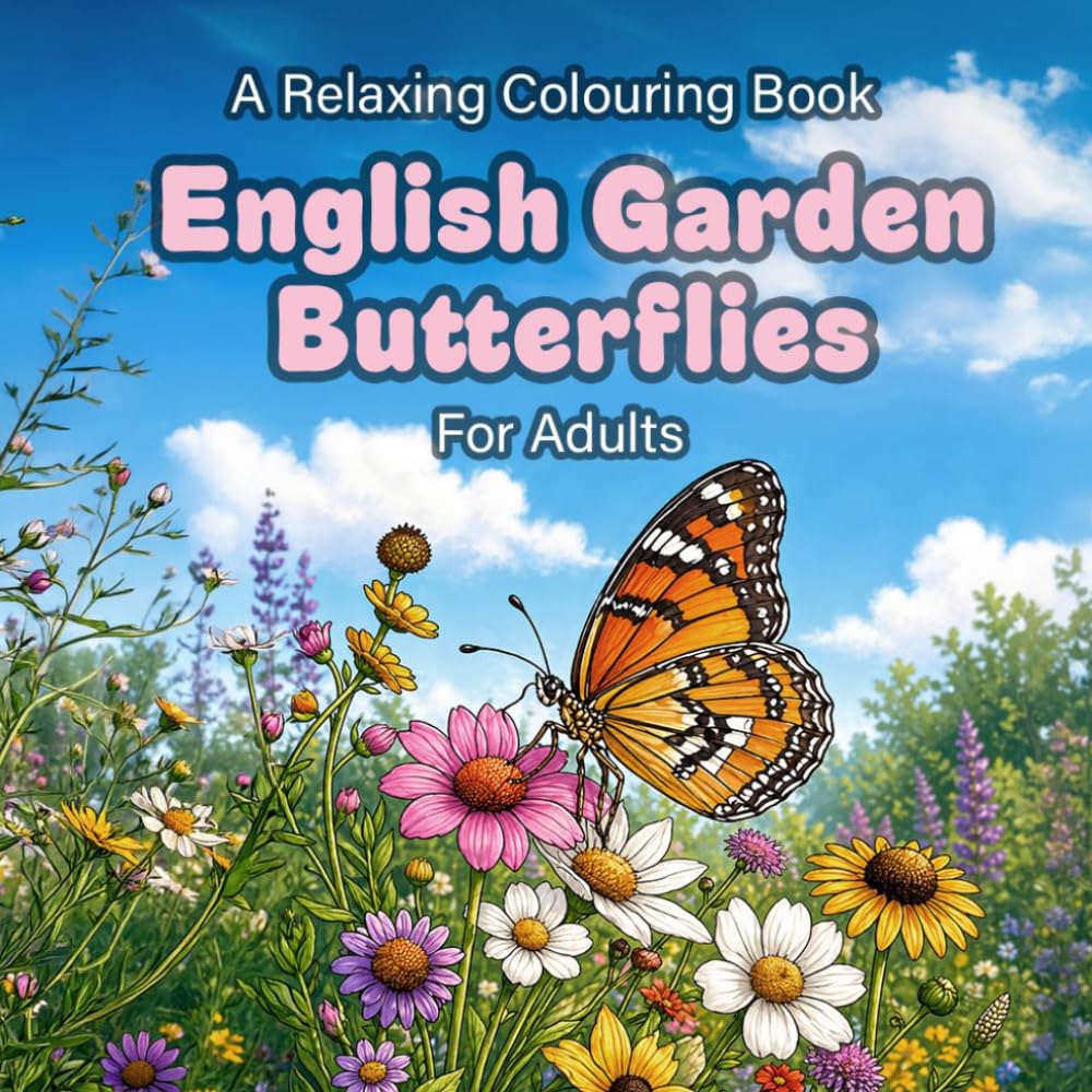 English Garden Butterflies: A Relaxing Colouring Book for Adults (Cute and Relaxing Colouring Books For Children and Adults)
