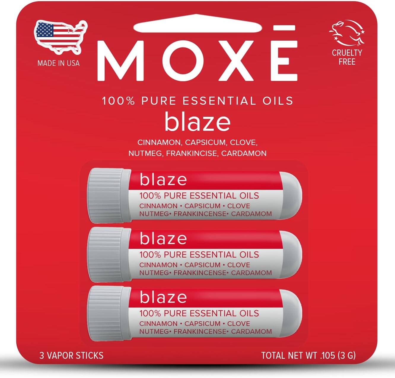 MOXE Blaze Nasal Stick | Calming Comfort + Mental Balance | Thieves Oil Inhaler Provides Soothing Spicy Sensation | Aromatherapy Inhaler with 100% Pure Essential Oils, Frankincense (3 Pack)…