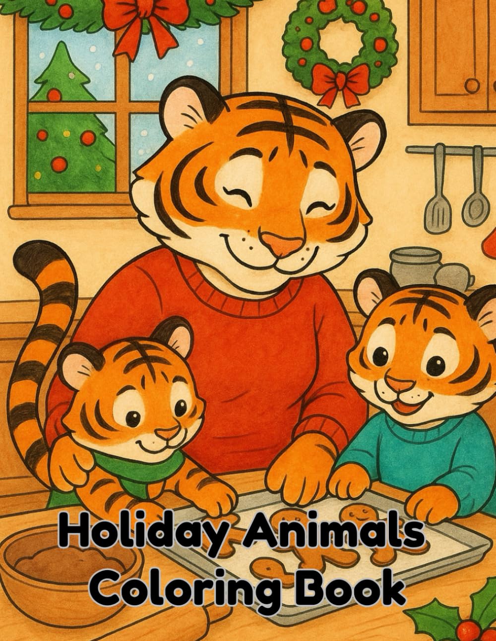 Holiday Animals Coloring Book: 40 Coloring Pages of Festive Christmas Holiday Scenes & Animals