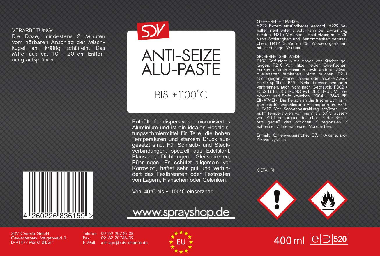 SDV Chemie Aluminiumpaste 12x 400ml Anti Seize