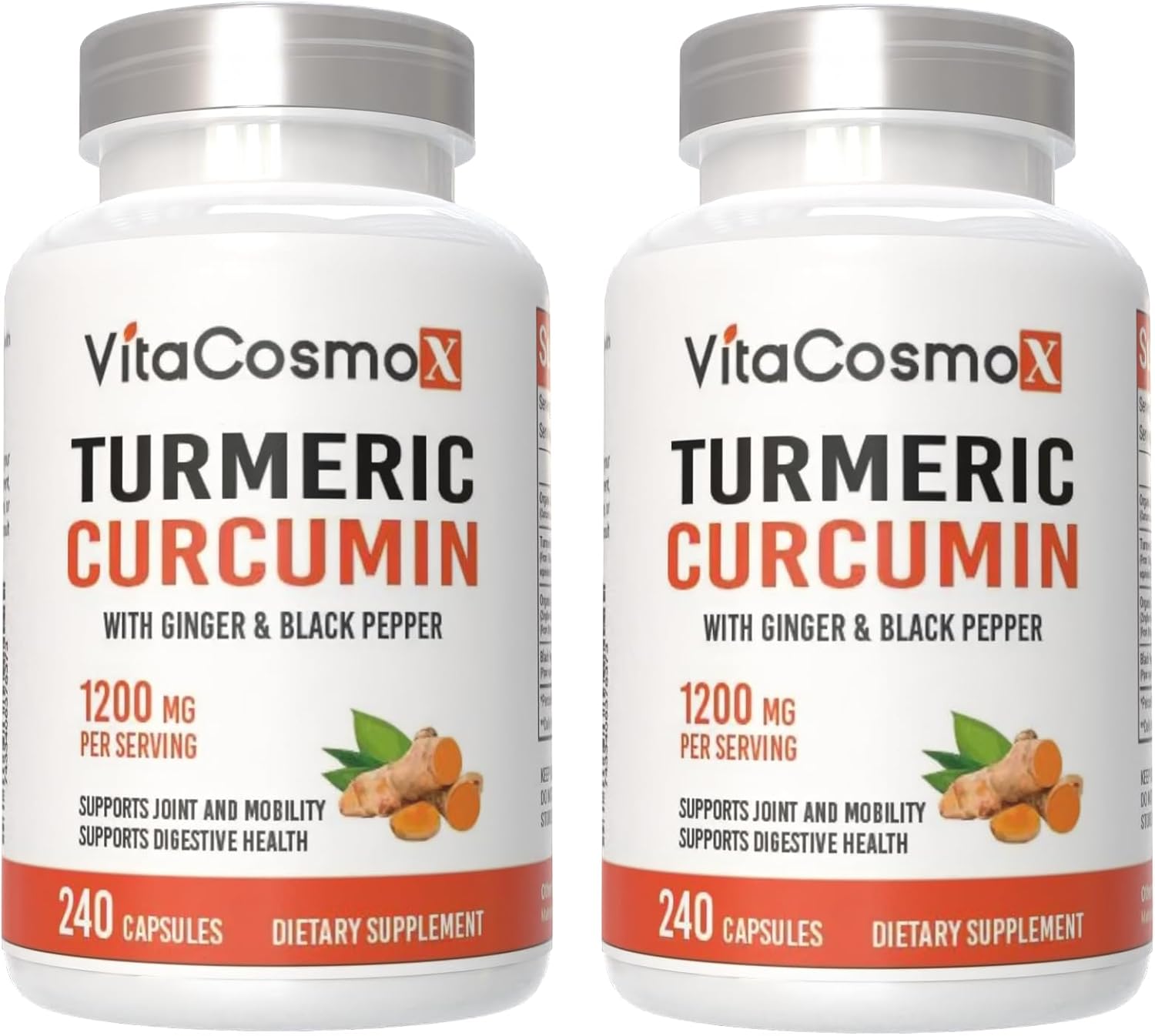 Turmeric Curcumin with Bioperine 1200 mg, Veggie Capsules, 240 Count, Non-GMO, Vegan (2)