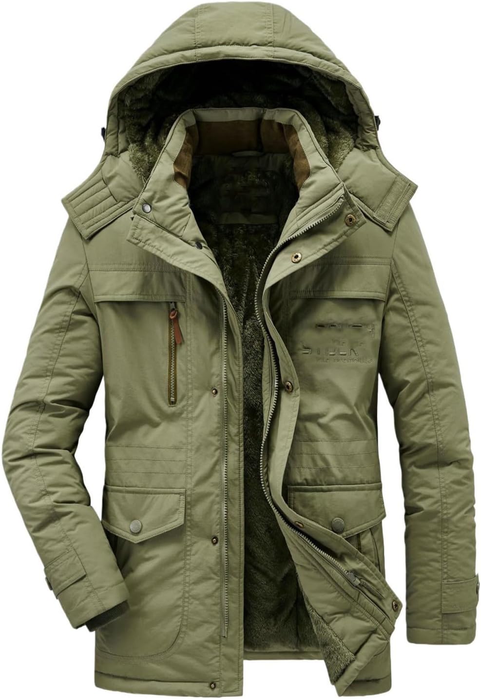 Men's Winter Hooded Multi-Pocket Corduroy Warm Casual Jacket