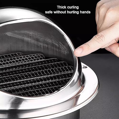 Vista 8 de KDDEON 304 Stainless Steel Ventilation Chimney Cowl,Exhaust Pipe Chimney Rain Cap,Anti Downdraught Vent Cap,Rain Louver Cap with Screen