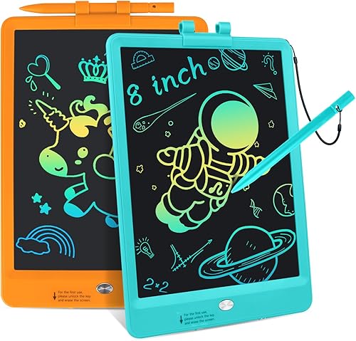 2 tabletas de escritura LCD, almohadillas de dibujo reutilizables borrables para niños pequeños. Tablero de dibujo para niños pequeños de 8.5