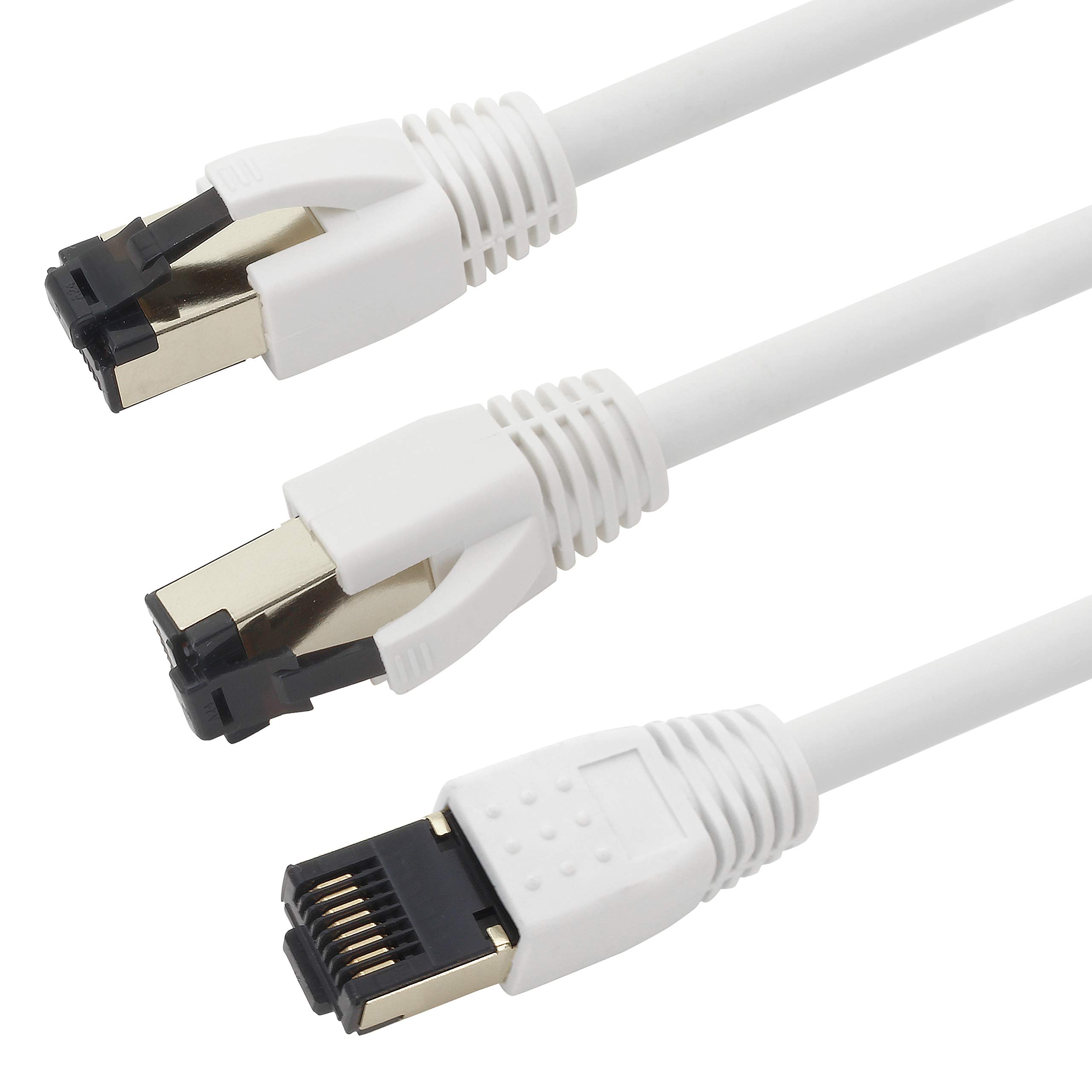 Câble réseau Cat 8 0,5 m blanc lot de 5 Ethernet 2000 MHz 40 Gbit s 40GBase-T PoE+ LSZH