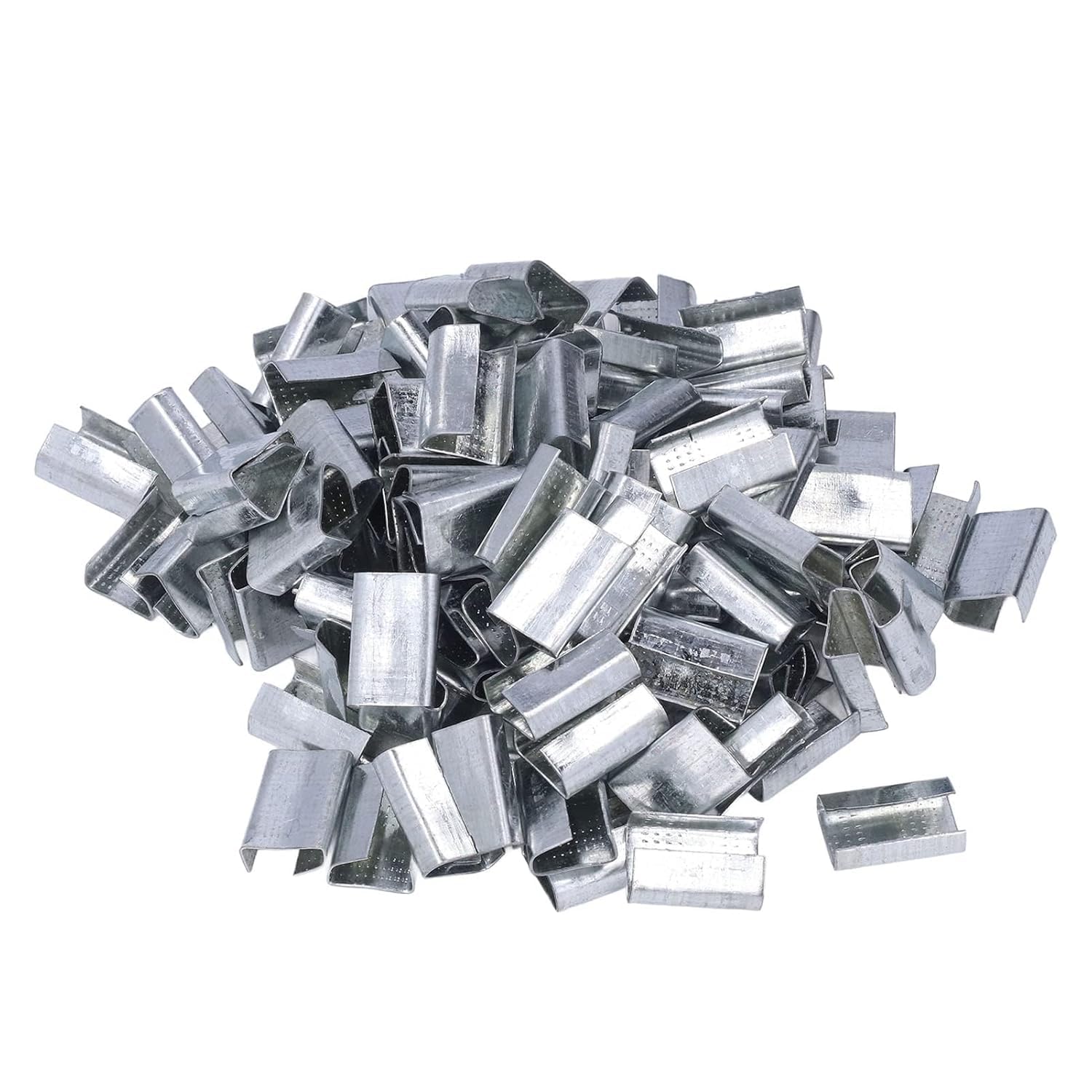 1000 Clip di Fissaggio in Acciaio Zincato, Sigilli Metallici Aperti per Reggette in Poliestere Resistenti E Durevoli, Antiruggine, Ideali per Imballaggi Sicuri.