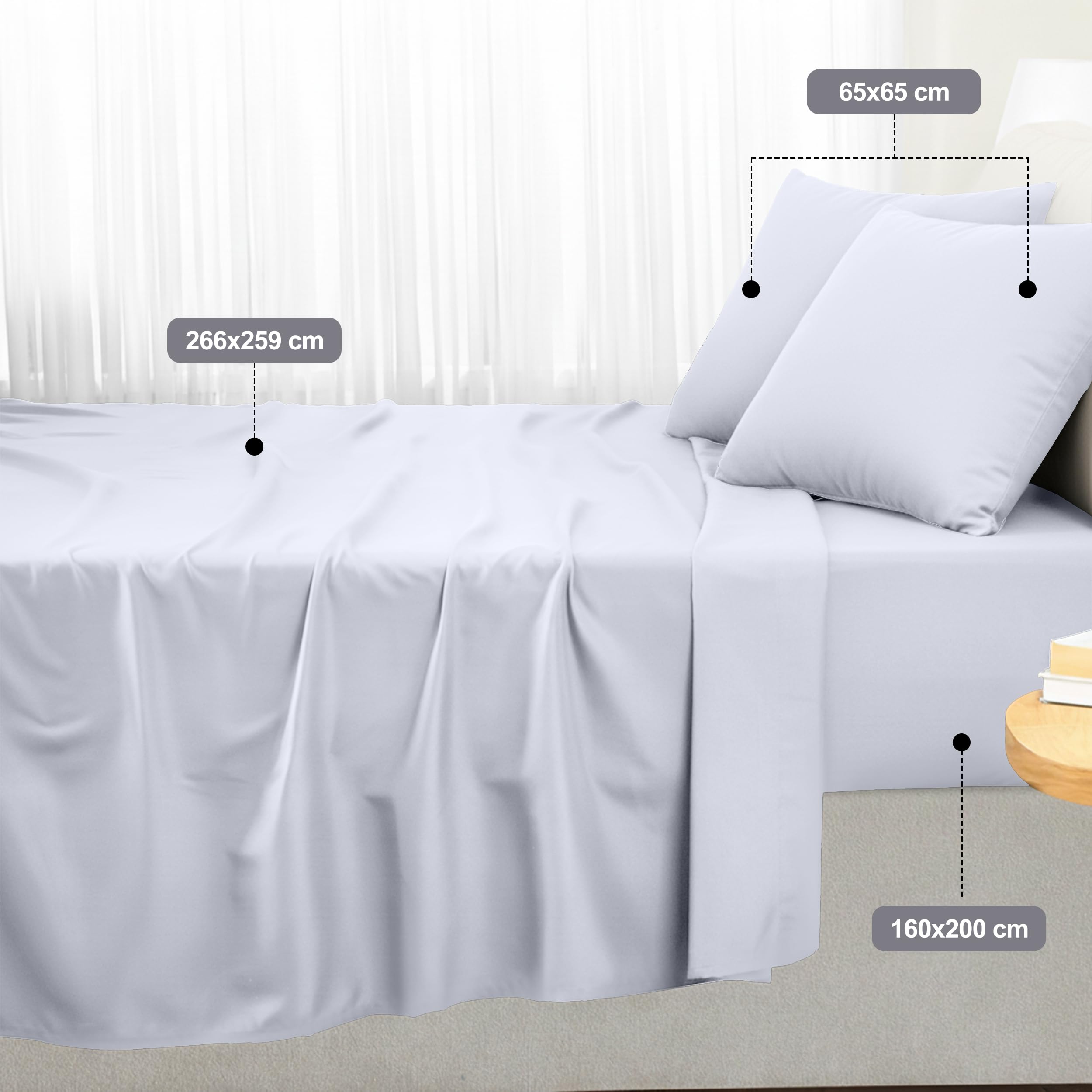 Utopia Bedding Juego de Sabanas 4 Piezas 135x190 - Poliéster Microfibra Cepillada - Oeko-Tex Certificado - Sábana Bajera, Sábana Plana y 2 Fundas de Almohada 50x75 (Cama 135, Gris) — view 170