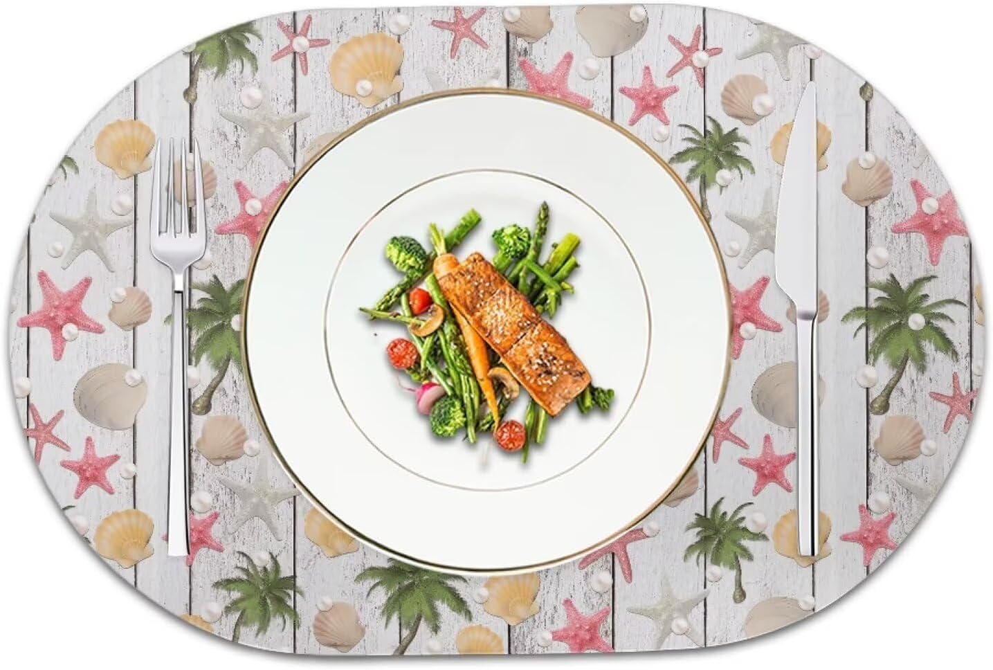 Egg Print Oval Placemats PU Leather Placemats for Round Tables Waterproof Non-Slip Place Mats and Coasters Heat Resistant Table Mats