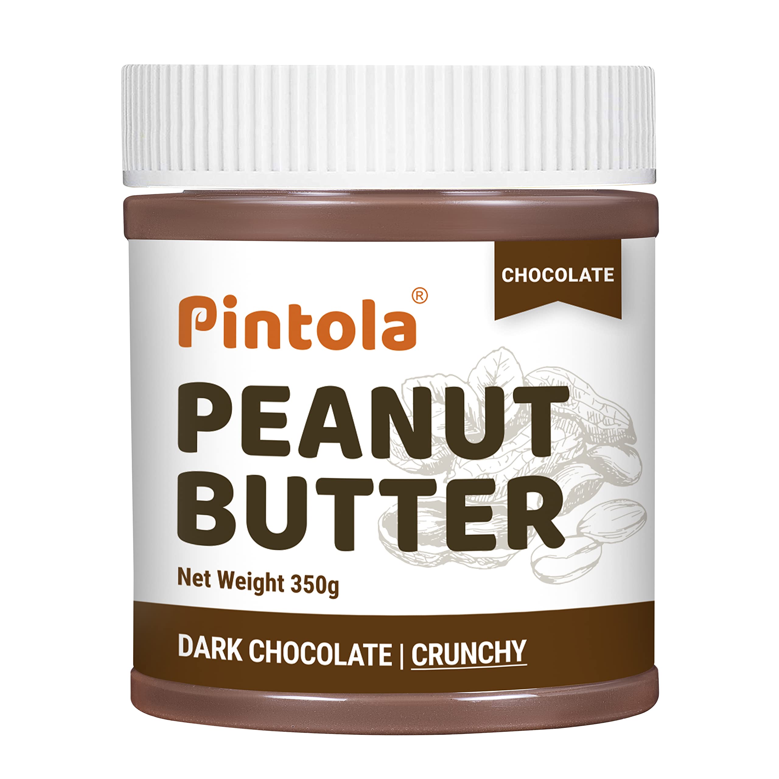 Peanut Butter Chocolate Flavour Crunchy 350g - 18.6g Protein & 5.2g Dietary Fiber, Made with Premium Roasted Nuts & Cocoa, Gluten Free, Zero Cholesterol & Trans Fat, Vit E & B3, Dark Chocolate