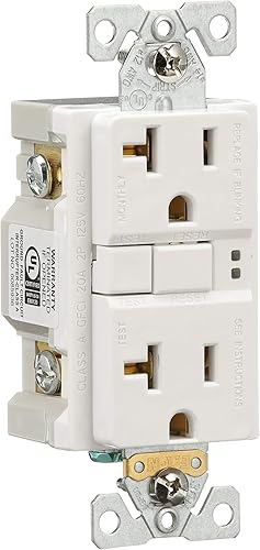 Miniatura 6 de Eaton SGF20W GFCI - Receptáculo dúplex de 20 amperios y 125 V con placa de pared de tamaño estándar, color blanco