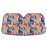 Rainbow Color Abstract Pattern Ink Style Accordion Sun Shade for car Foldable Sun Protection as seen on tv Products accesorios para coches
