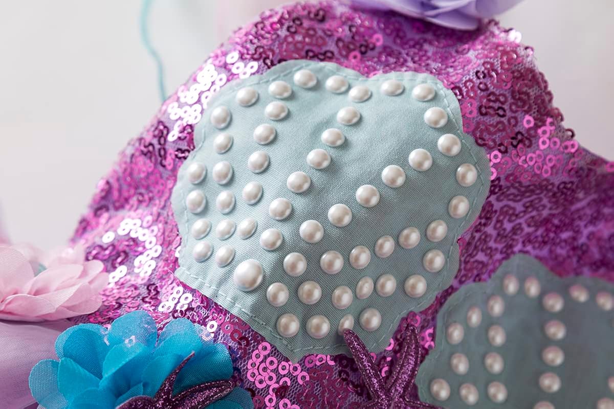 Miniatura 9 de Ruikajia Disfraz de princesa Ariel de sirena, vestido de fiesta de cumpleaños para niñas, regalo de cumpleaños, disfraz de Halloween