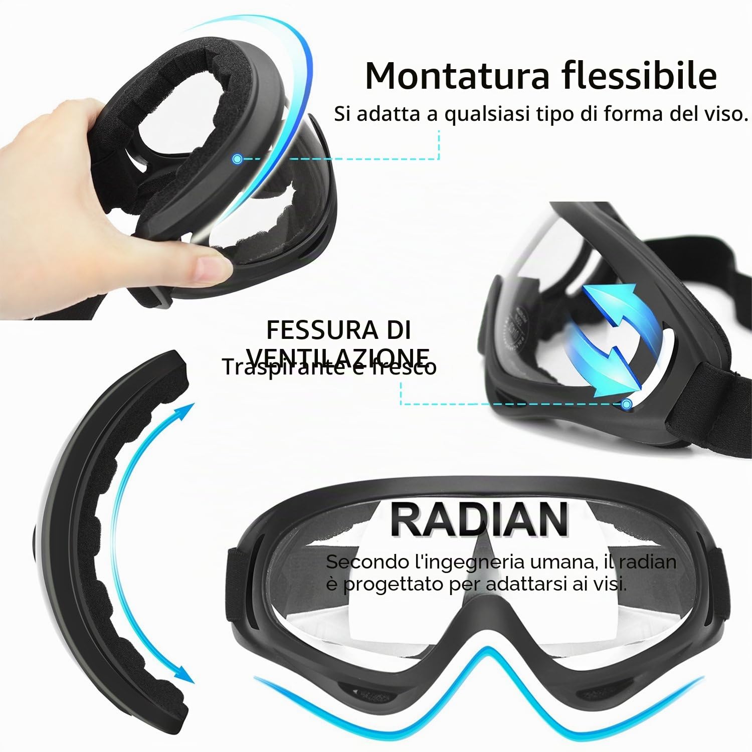 YAMI Occhiali di sicurezza da 2 paia per bambini con protezione anti-nebbia e UV, perfetti per pistole anti-schiuma