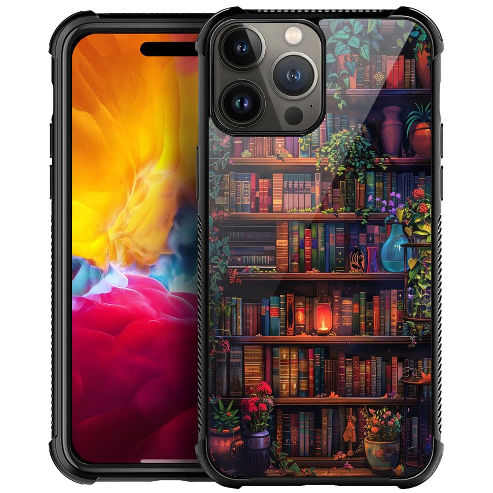 CARLOCA Compatible with iPhone 14 Pro Max Case,Colorful Book Wall Flowers Case for for Men Woman,Anti-Scratch Soft TPU Shockproof Unique Protective