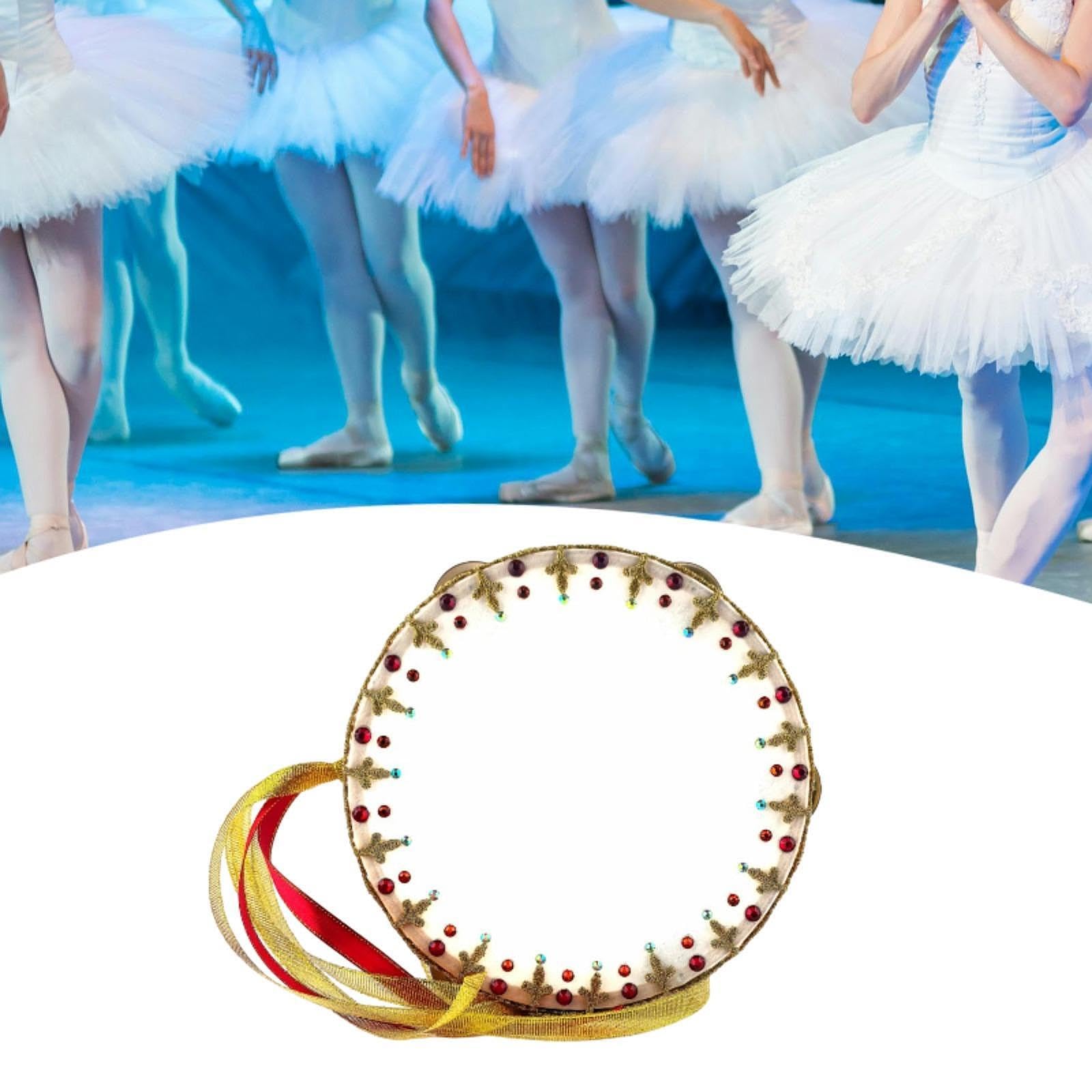 Ballet Tamburin Handgefertigtes Tanzinstrument Percussion Holztamburin Handtrommel für Lernen für Tanzunterricht Heimdekoration Aufführung, 6 Inch