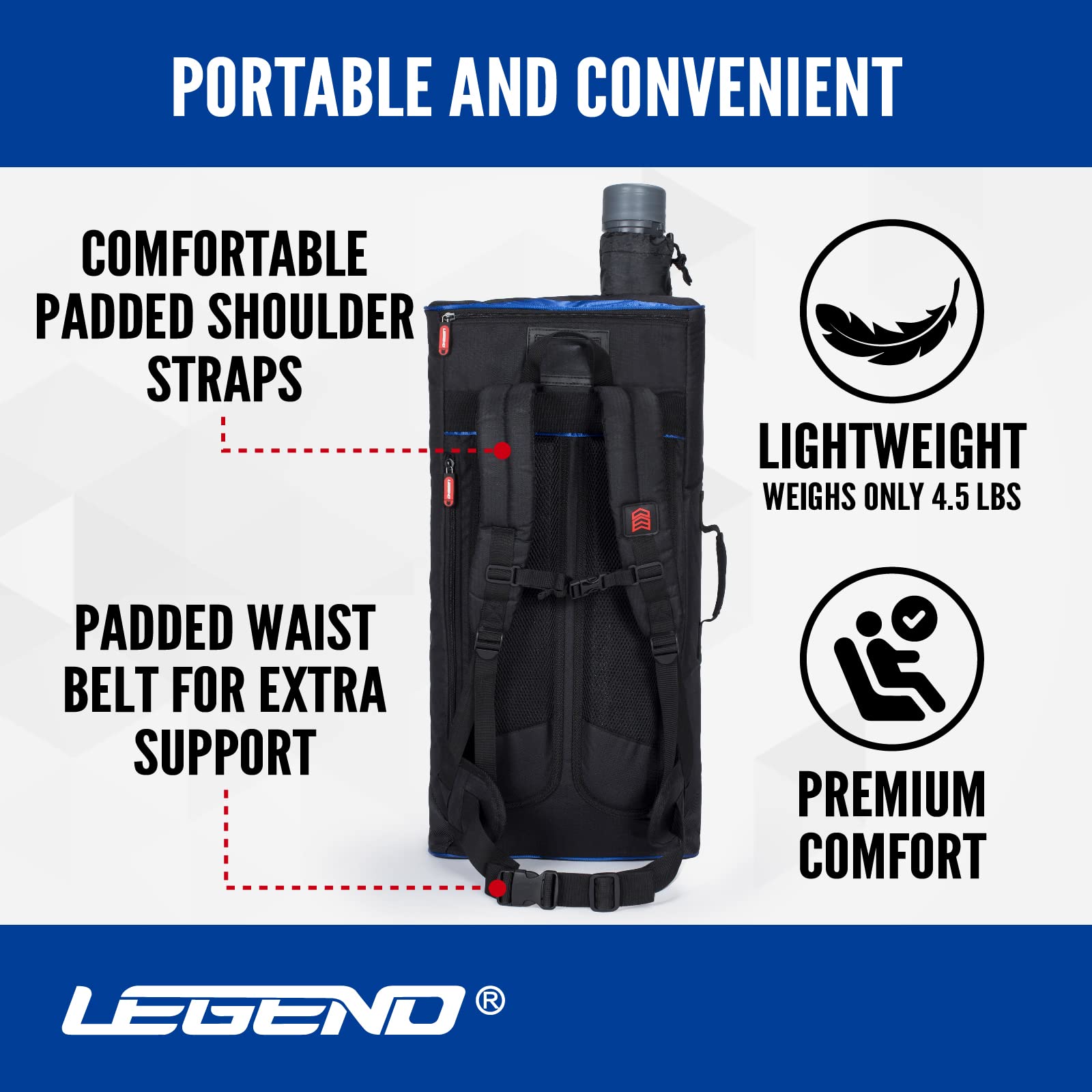 Sac à dos recurve Legend Archery ProTour Challenger Noir - Valises et