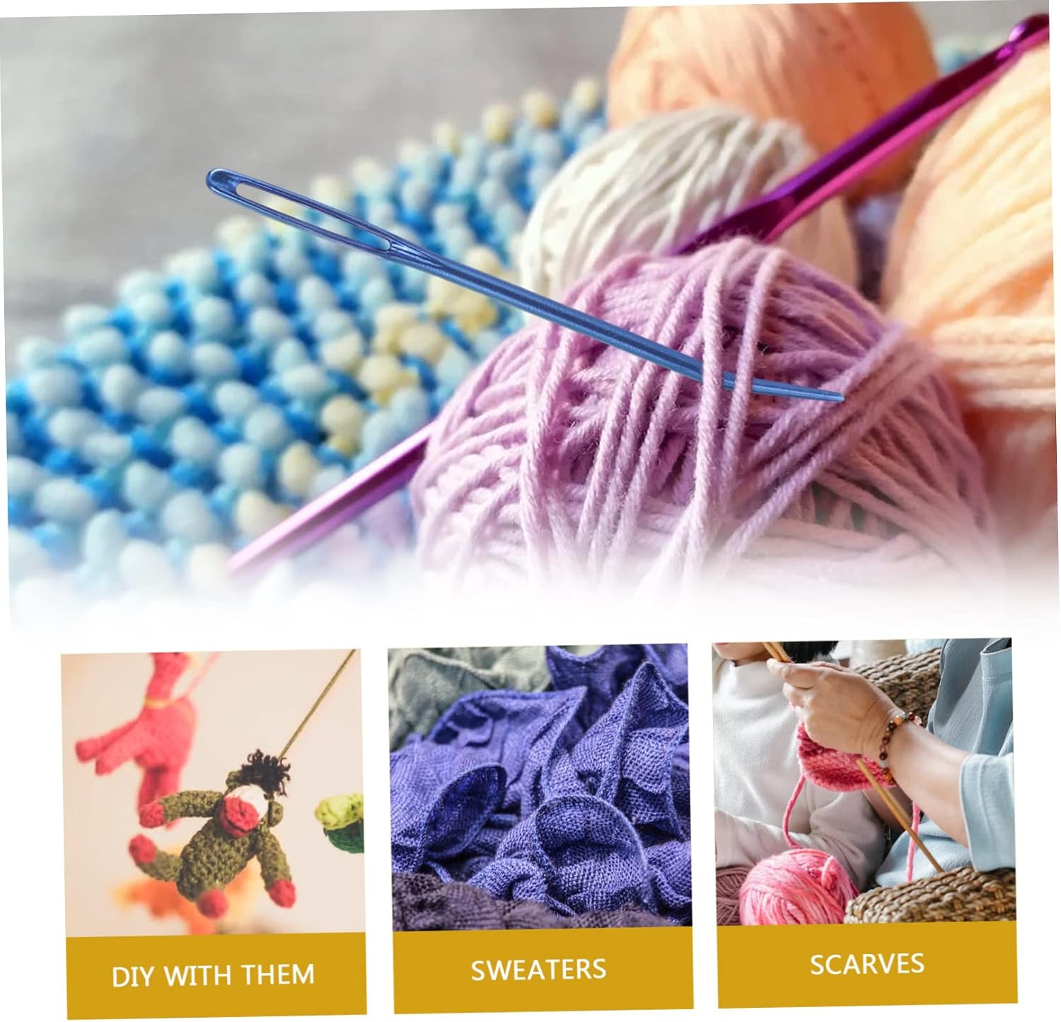 ULDIGI 8pcs Large-Eye Blunt Darning Needles for Yarn Multi-Function Sewing Needles for Craft Projects Easy to Use for Beginners and Boys and Girls