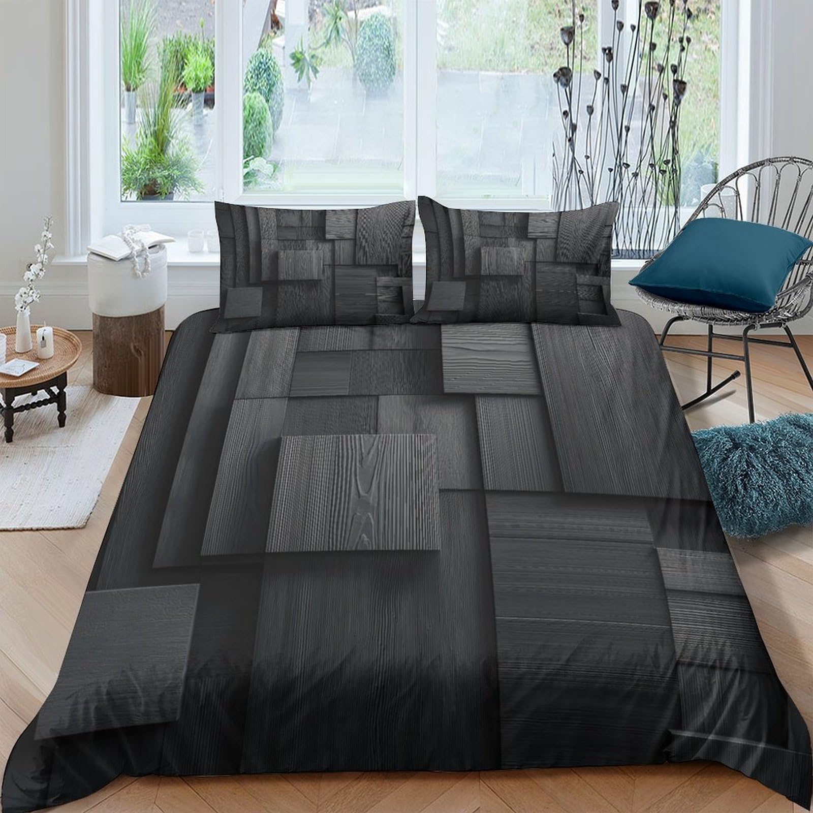 Ctjqhvkz Style-9 3D Printed Geometric Black Fitted Sheet Microfiber Modern Abstract Mattress Cover For Bedroom Dorm Decor Protection Single（135X200cm）