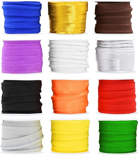 Mandala Crafts Ribete largo dorado de 55 yardas con cordón de soldadura, cinta de bies de 12 pulgada para coser, ribete de cordón de labios por