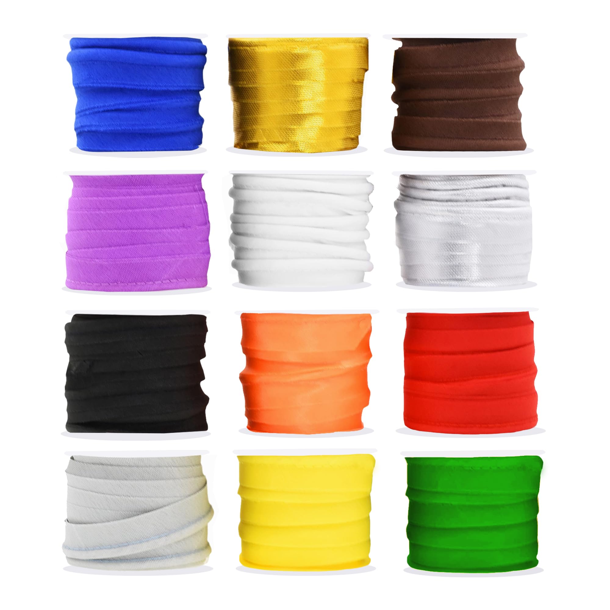 Mandala Crafts 12 Assorted Colors Maxi Piping Bias Tape with Welting Cord - 1/2 Inch Upholstery Piping Trim for Sewing, Cushions, Slipcovers, and DIY Decor - 5 x 12 Yards Lip Cord Trim