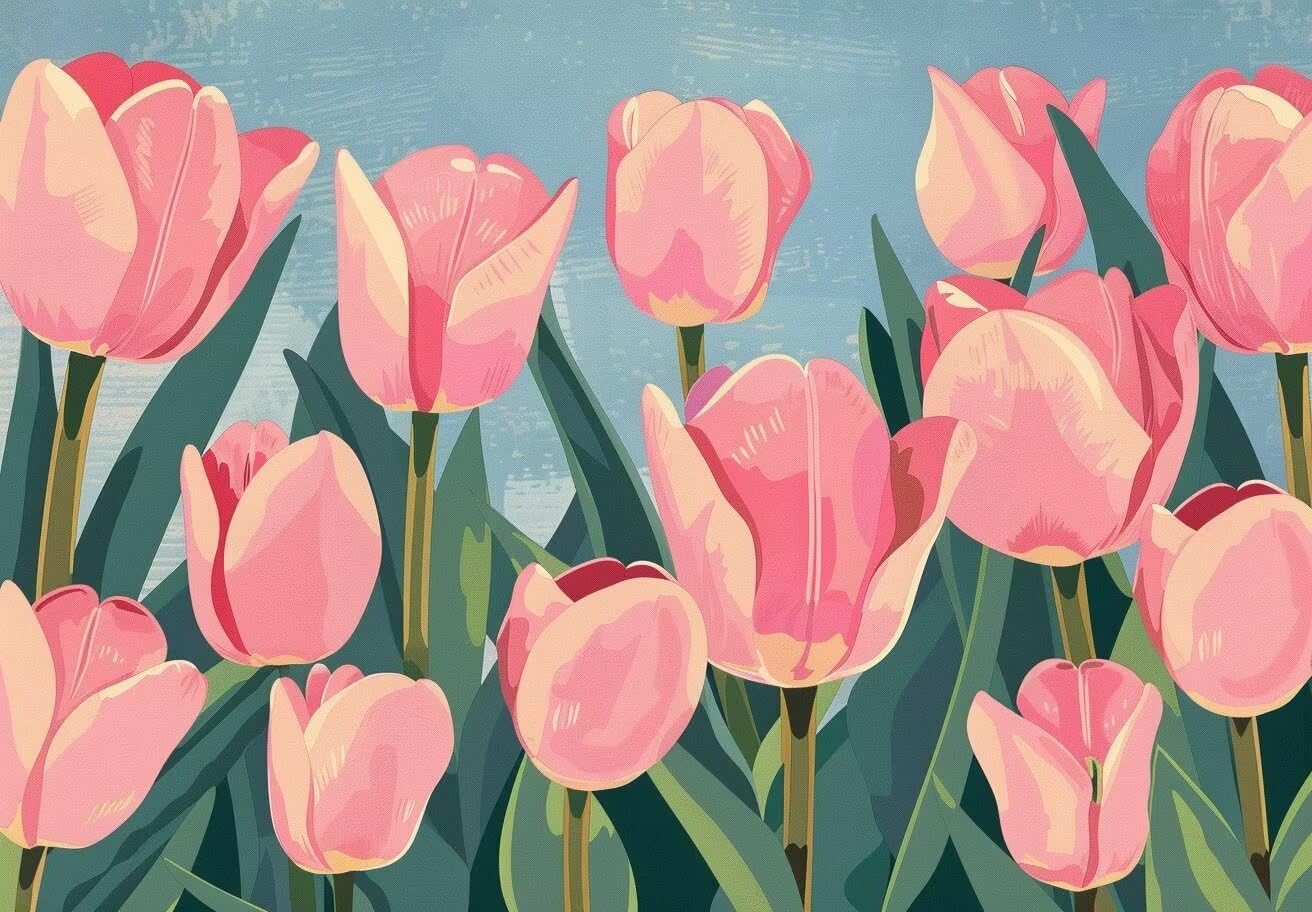 Kwiat do malowania po numerach, dla dorosłych (70 x 90 cm), zestaw do malowania tulipanów po numerach, dla początkujących, z pędzlami akrylowymi, pigmentem, rysowaniem, malowaniem, rzemiosłem