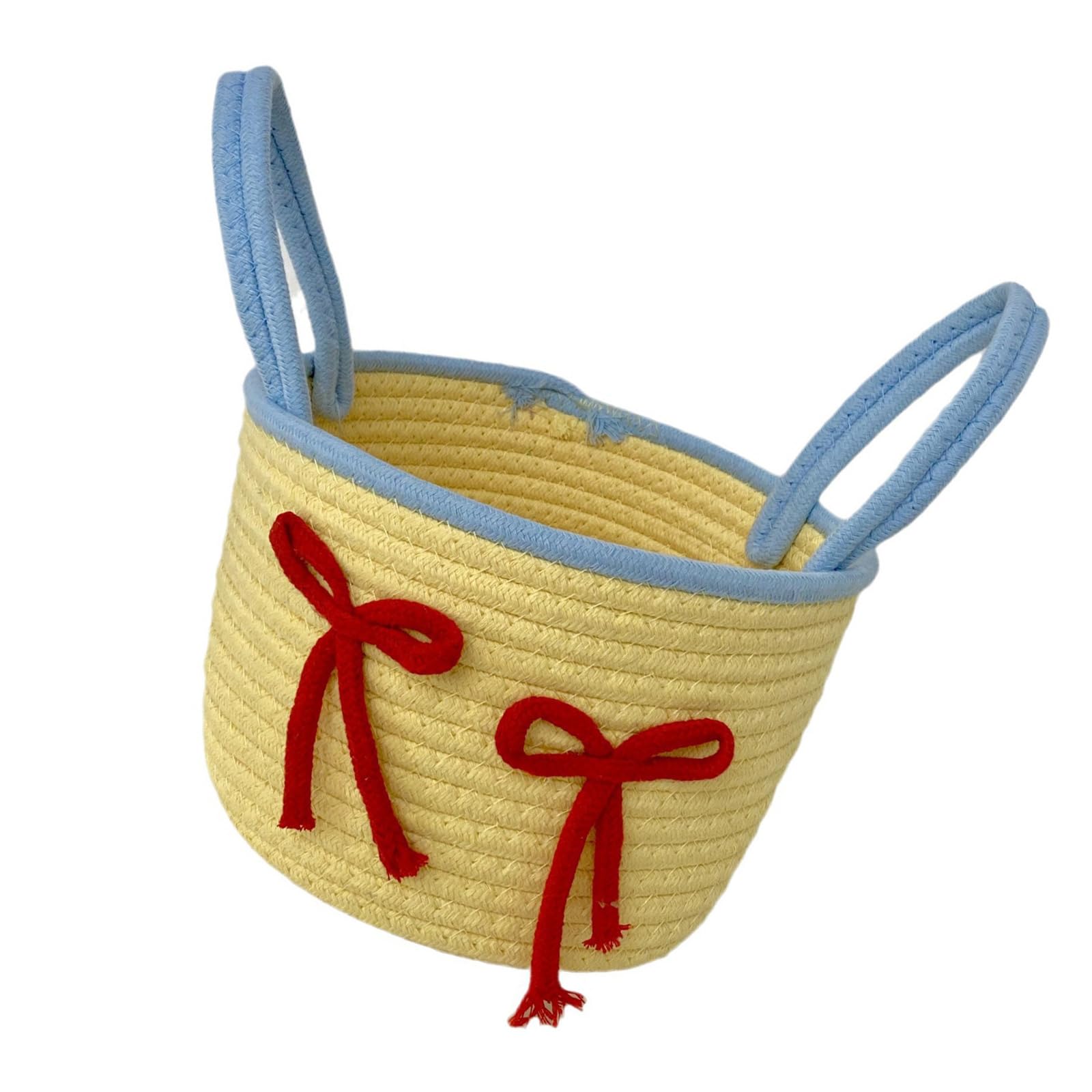 MICFENY Handwoven Cotton Rope Storage Basket with Comfortable Handle Elegant Snacks Organiser for Home and Outdoor Use
